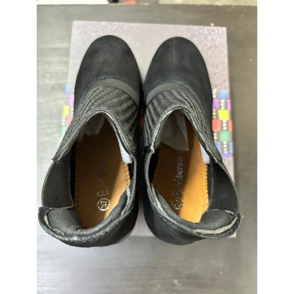 Bernie Mev Megan Black Woven Wedge Ankle Boots Womens Size 40 US 9-9.5